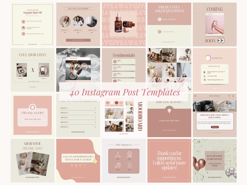 Pink Instagram Post Template, 40 Blush Pink Social Media Templates ...