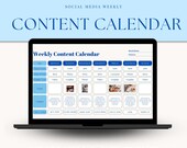 Weekly Social Media Content Calendar Template (Canva, Digital Download)