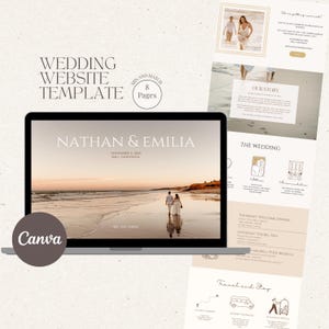 Wedding Website Template, Canva Editable Wedding Website, Aesthetic Modern Wedding Template, DIY Digital Invitation, One Page Website Invite