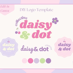 Colorful Logo Design, Small Business Logo Template, Bright Pastel Logo, Editable Canva Logo Template, DIY Logo Template, Playful Branding