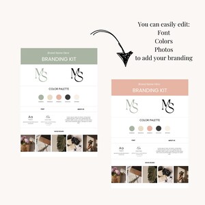 Curated brand color palette with HEX codes and typography selection, including headline, body, and accent fonts. Designed for easy brand consistency.