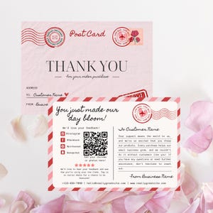 Postcard Thank You Card Template, Editable Small Business Thank you Card, Retro Insert Card Canva Template, Thank You Business Packaging