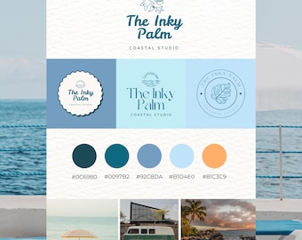 Coastal Branding Kit, Mini Branding Kit, Brand Identity Kit, Branding Canva Template, Branding Kit Small Business, Business Branding Bundle