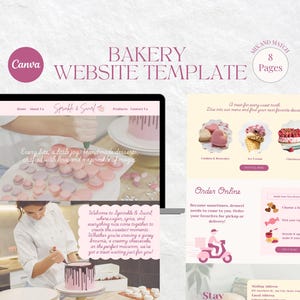 Bakery Canva Website, Dessert Shop Website Template , Canva Website Template, Small Business Website, 8 Page Bakery & Dessert Theme Website