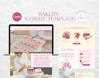 Bakery Canva Website, Dessert Shop Website Template , Canva Website Template, Small Business Website, 8 Page Bakery & Dessert Theme Website