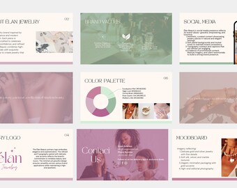 Elegante Vorlage für Markenrichtlinien, Canva Editable Style Guide (18 Folien)