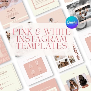 Pink Instagram Post Template, 40 Blush Pink Social Media Templates, Aesthetic Canva Template, Beauty & Skincare Brand, Girly Instagram Posts