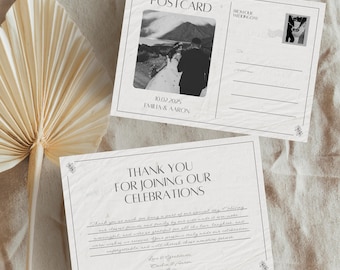 Retro Wedding Thank You Postcard, Minimalist Template (Canva)