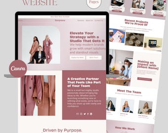 Canva Website Template, Marketing Agency Website Design (Digital Download)