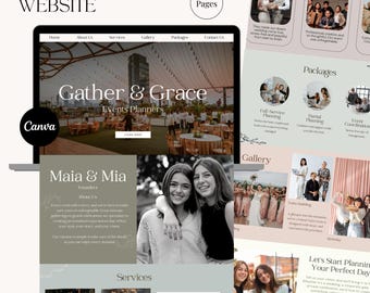 Redigerbar mall för eventplanerare, Canva webbdesign