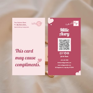 Makeup Artist Business Card Template, Pink Postcard Style, Canva Editable (Digital Download)