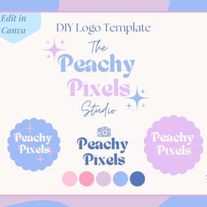 DIY Logo Canva, Pastel, Small Business Logo Template, Bright Pastel Colorful Logo, Editable Template, DIY Logo Template, Playful Branding