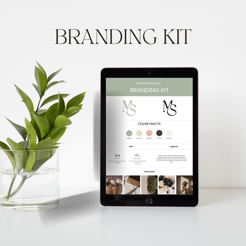 Branding Kit template shown in Canva with customization options. No design skills needed, works with the free version of Canva.
