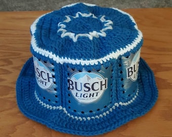 Crocheted Beer Can Hat - Busch Light