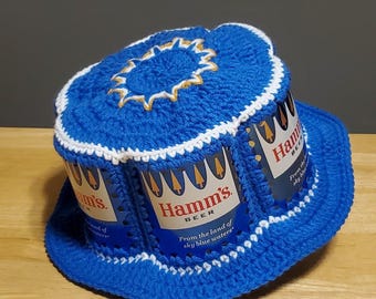 Crocheted Beer Can Hat - Hamm's