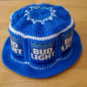 Crocheted Beer Can Hat - Bud Light