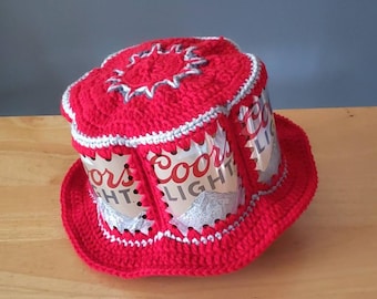 Crocheted Beer Can Hat - Coors Light