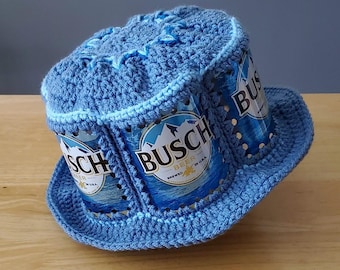 Crocheted Beer Can Hat - Busch