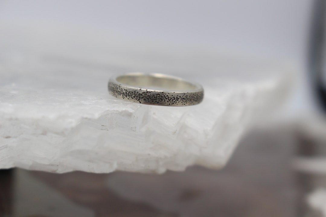 Thin Sterling Silver Stipple Ring, Organic Textured Ring, Stackable ...