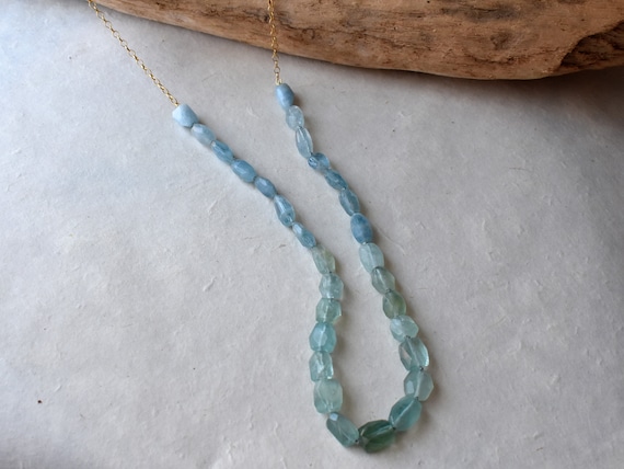Long Aquamarine Bead Necklace Etsy Australia