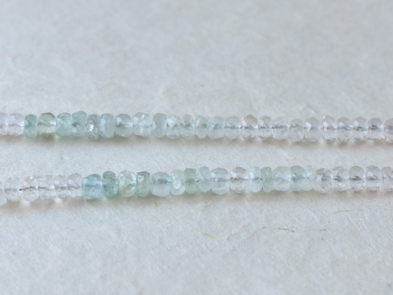 Blue Aquamarine and Pink Morganite Long Beaded Necklace, March Birthstone, Sterling Silver Chain and Clasp