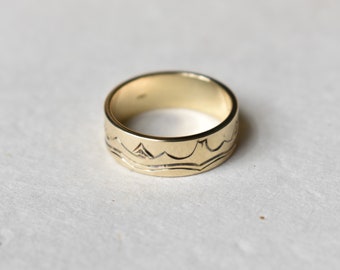 Anillo de oro de 14 quilates con grabado de El Señor de los Anillos, alianza de boda