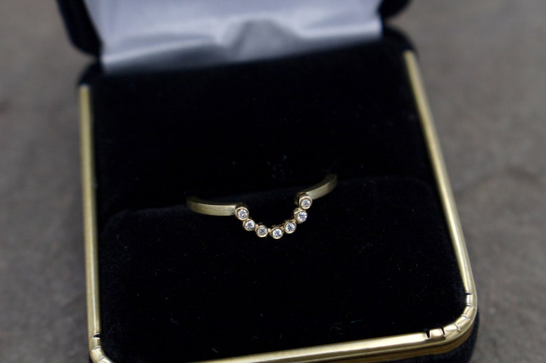 Delicate 14 Karat Gold Diamond Arc Ring image 3