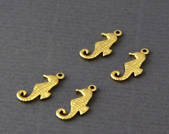 Gold Sea Horse Charms, Brass
