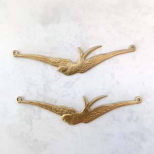 2 x Soaring Vogel, Schwalbe im Flug Stecker, Messing, 60 mm x 14 mm