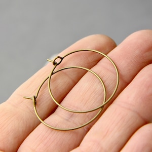 40pcs Hoop Earrings - Brass with Bronze finish 25mm 20 pairs 0.7mm 22 gauge