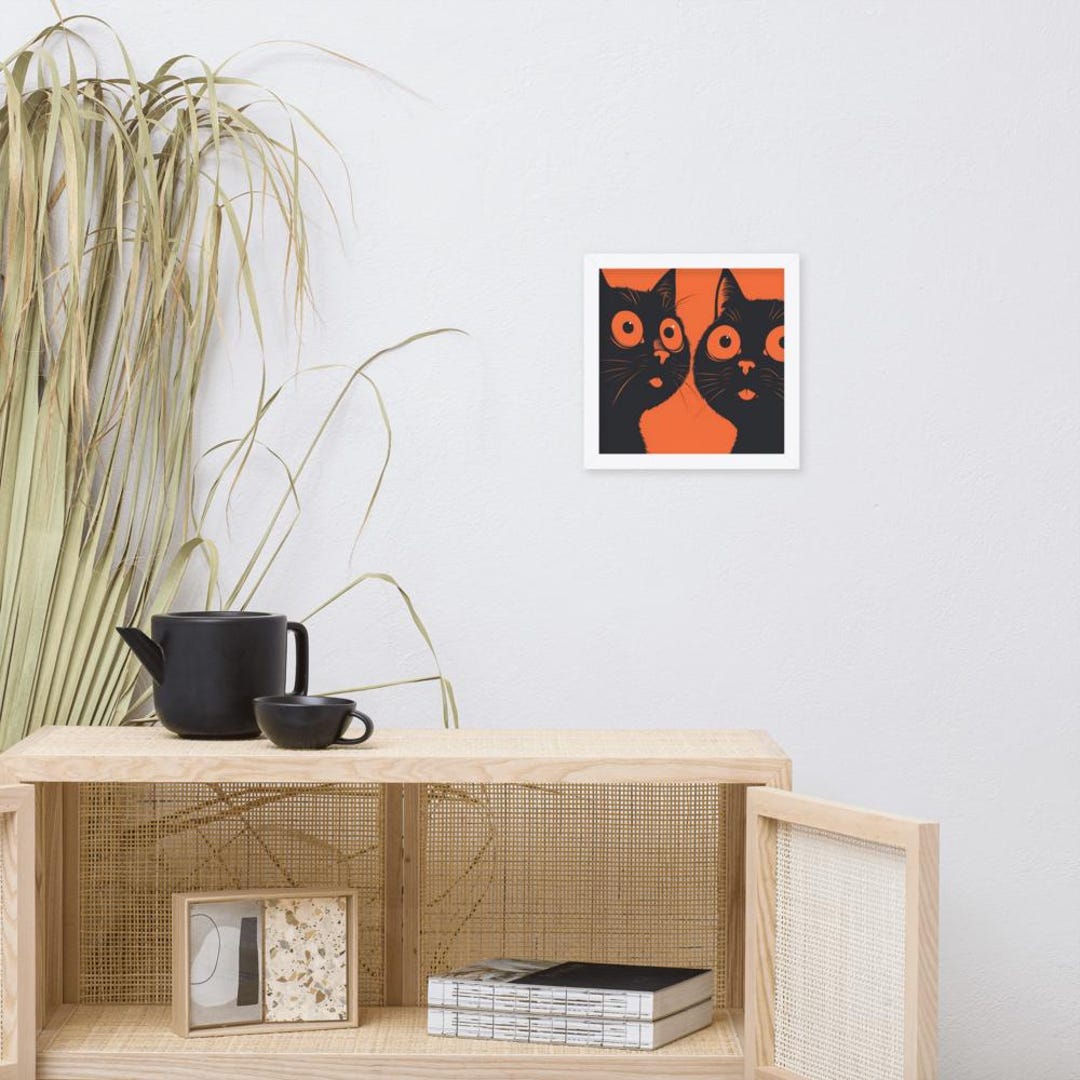 Modern Black Cat Art Print, Minimalist Animal Poster (digital Download ...