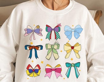 Princess Bow Sweatshirt | Disney Inspired Crewneck | Coquette Pastel Top | Royalcore Graphic Shirt