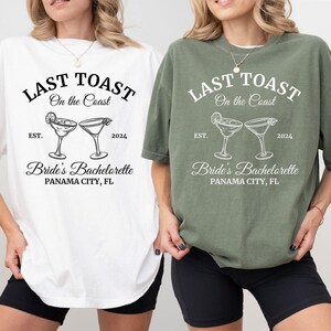 Beach Bachelorette Party Shirt, Last Toast on the Coast Shirt, Custom Bachelorette Shirts, Personalized Girls Trip Shirt, Bridal Party Gift