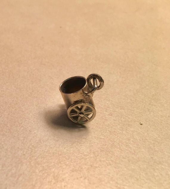 Vintage Sterling Silver Charm Push Cart Gold Cart 
