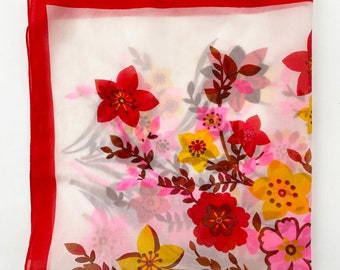 Vintage bloemensjaal - rood roze gele bloemen - spedizione gratuita