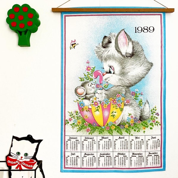 vintage kalender handdoek 1989 wall-art - verjaardagscadeau - gratis verzending