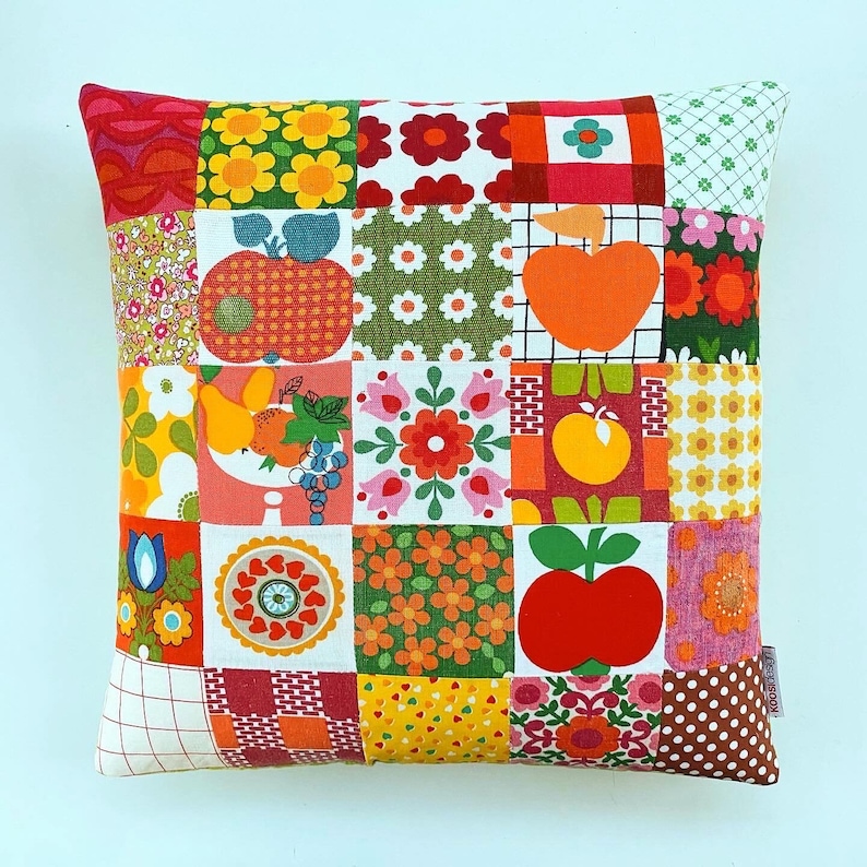 Cushion cover made out of vintage fabrics by koosidesign apple free shipping image 9