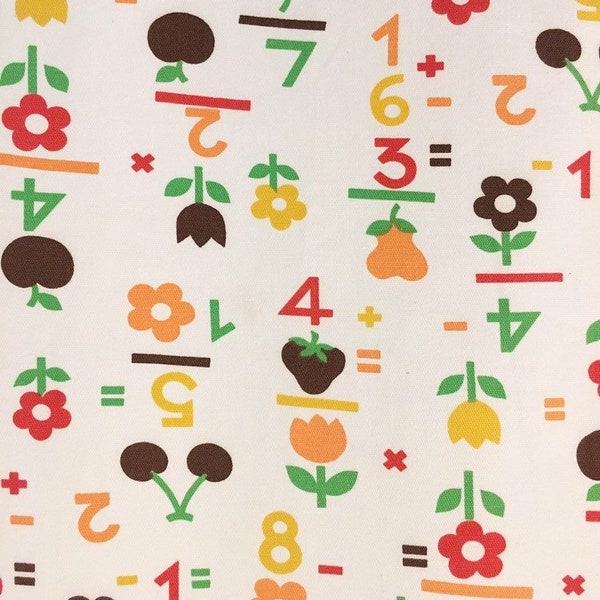 Vintage cotton numbers and fruit fabric