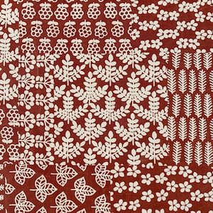 Vintage fabric midweight cotton Scandinavian brown flowers free shipping image 6