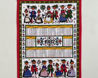vintage kalender handdoek 1982 wall-art verjaardag - Landhaus Tirol - gratis verzending