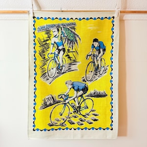 vintage linnen handdoek - jaren '70 wielrennen Tour de Francia - envío gratis