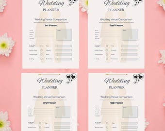 Hochzeit Venue Vergleich Vorlage | Digitale Hochzeitsräume im Vergleich | Veranstaltungsort-Vergleich | Hochzeit Venue Tracker | Veranstaltungsort-Tracker | Basteln |