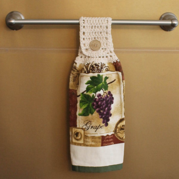 Wine Country Crocheted Top Towel-KOE10