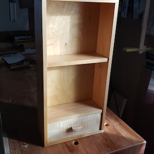 Cabinet 03 - Alder, Curly Maple, Cedar, Hand-Cut Dovetails. Small Dovetailed Drawer - Danish Oil Finished