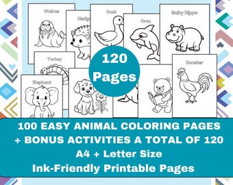 Dibujos para colorear de animales para niños pequeños (PDF)