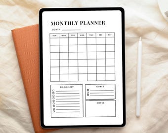 Minimalist Undated Monthly Planner Printable, A4 Letter Size (PDF)