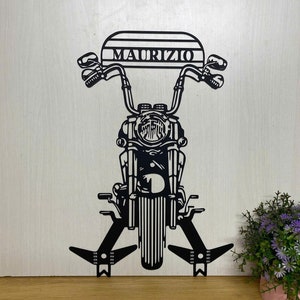 Custom Motorcycle Helmet Holder Metal Wall Hanging, Metal Motorcycle Wall Decor, Personalized Garage Metal Sign, Garage Decor