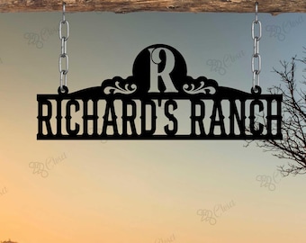 Personalized Ranch Entrance Sign, Ranch Name Sign, Farmhouse Metal Sign,Metal Ranch Name Sign,