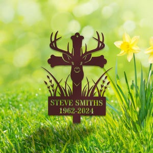 Custom Deer Hunting Memorial Sign, Deer Hunting Memorial Stake, Grave Marker, Deer Hunter Memorial Stake, Hunter Loss Gift