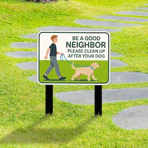 Dog Waste Yard Sign,Dog Poop Warning Sign,Outdoor Dog Waste Sign, Clean Up Reminder,Outdoor Reminder